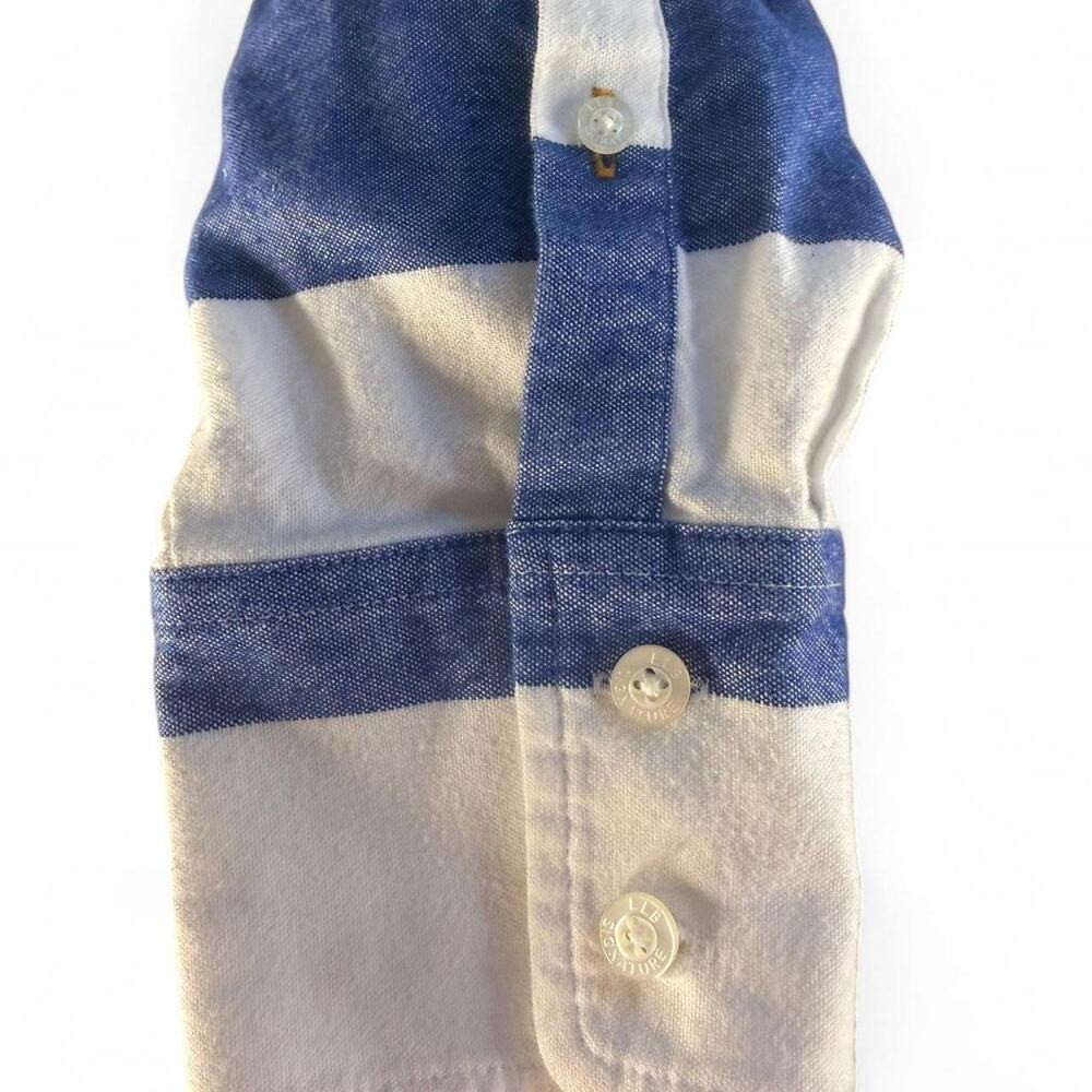 LL Bean Signature Boyfriend Blue & White Striped Oxford Shirt - Picture 4 of 7